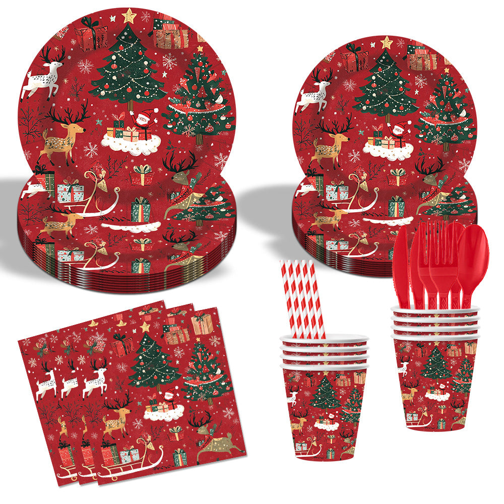 Christmas Party Festival Supplies: Paper Plates, Cups, Paper Towels, Table Decorations & Tableware