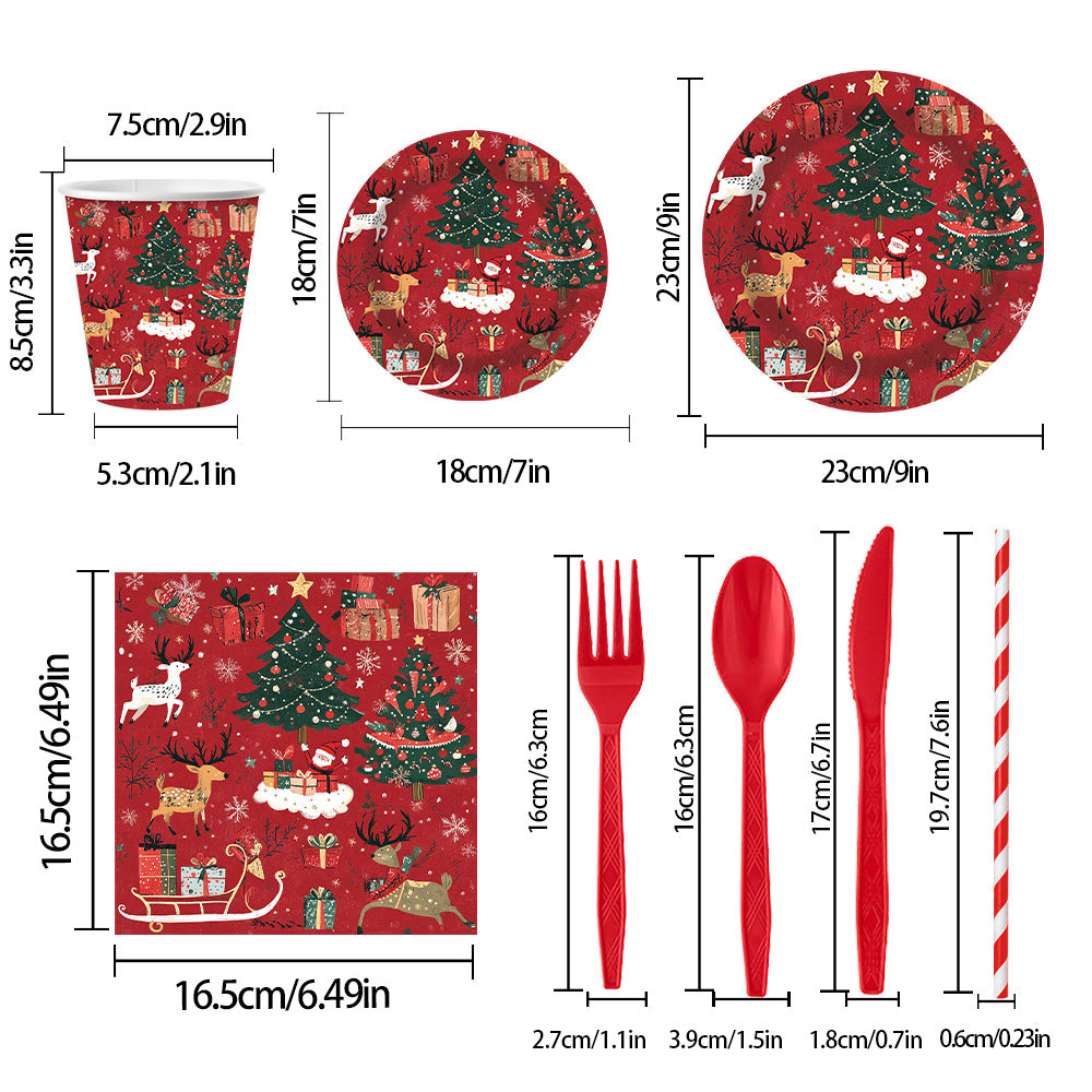 Christmas Party Festival Supplies: Paper Plates, Cups, Paper Towels, Table Decorations & Tableware