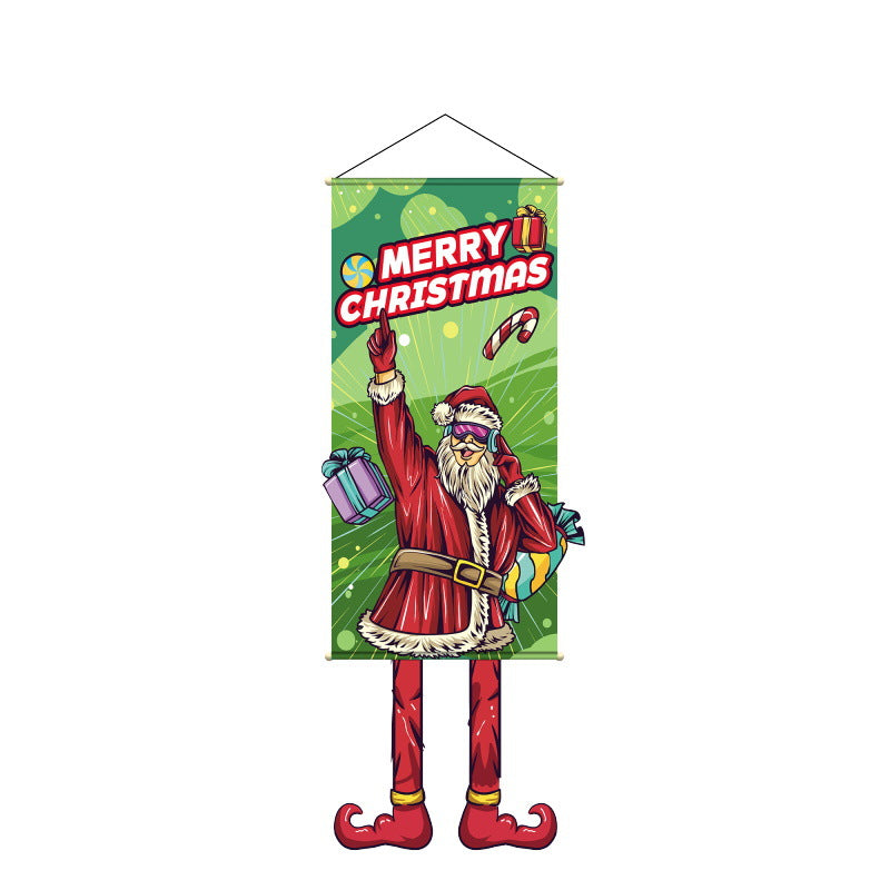 Christmas Tapestry Banner Party Decorations, Creative Cartoon Printed Wall Hanging Backdrop Cloth