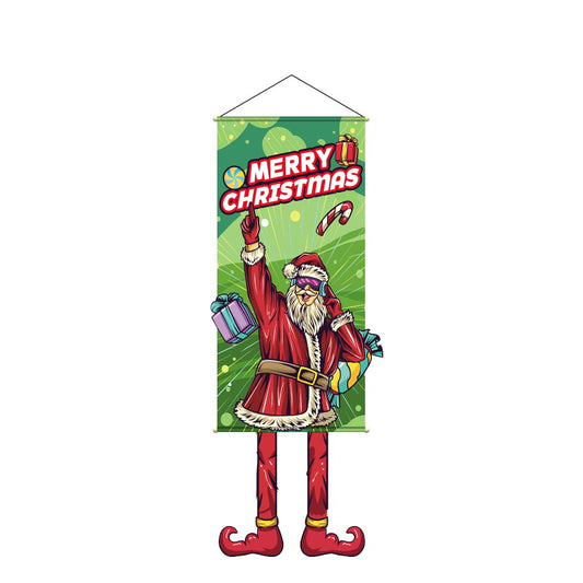 Christmas Tapestry Banner Party Decorations, Creative Cartoon Printed Wall Hanging Backdrop Cloth