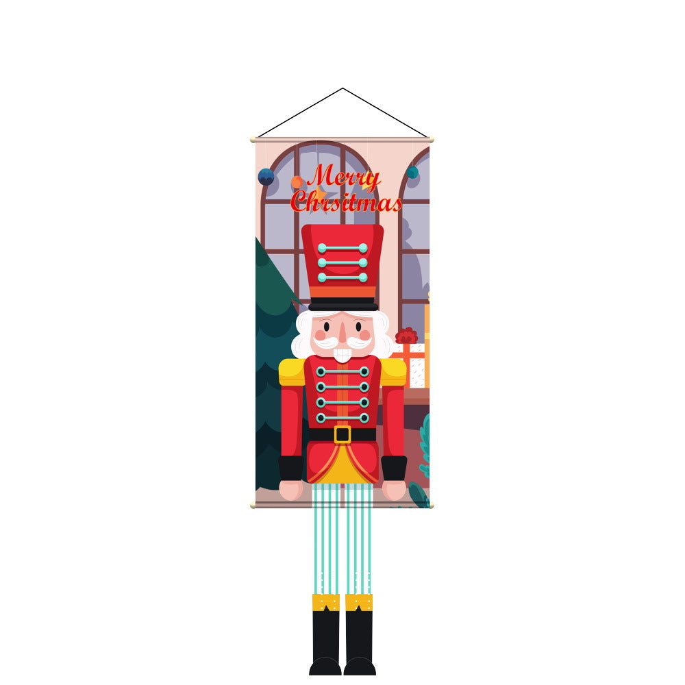 Christmas Tapestry Banner Party Decorations, Creative Cartoon Printed Wall Hanging Backdrop Cloth