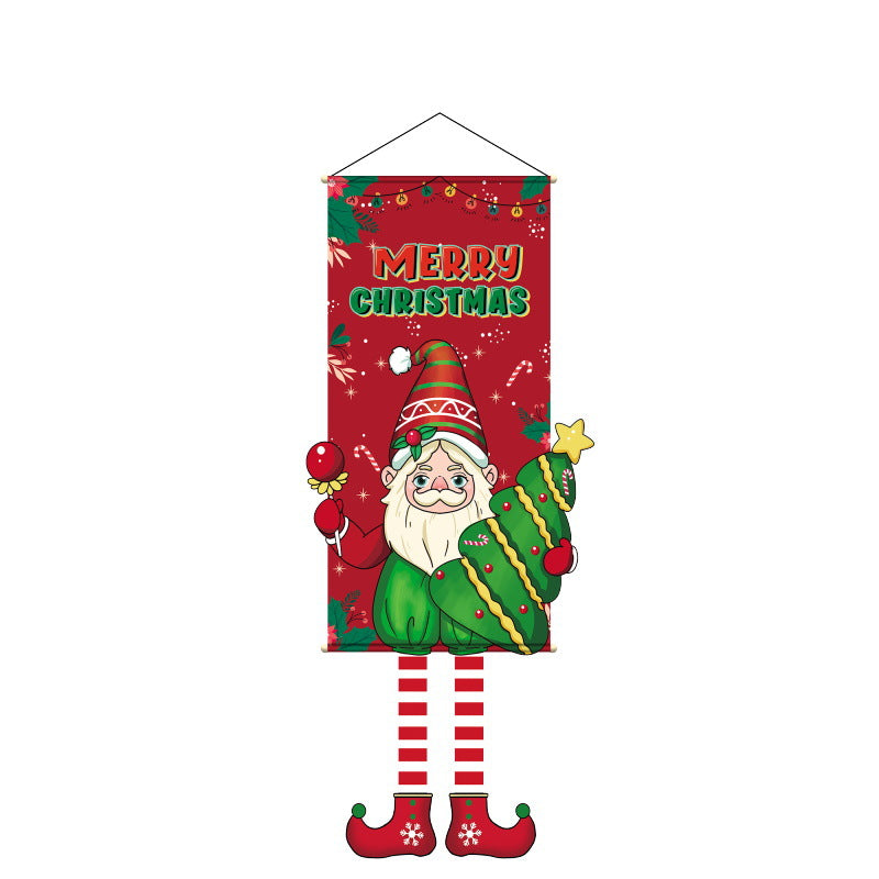Christmas Tapestry Banner Party Decorations, Creative Cartoon Printed Wall Hanging Backdrop Cloth
